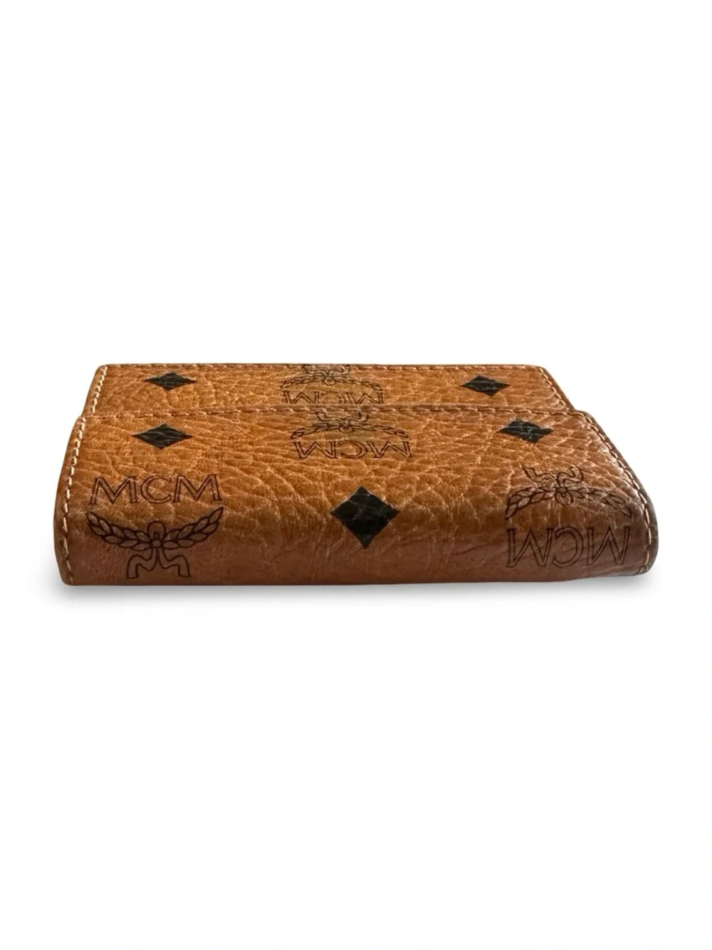 MCM Original Visetos Trifold double flap Leather Wallet - Cognac Brown